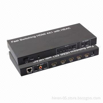 Fast Switching HDMI 4X1 with HEAC, Supports Highest Video Resolution 1,080p